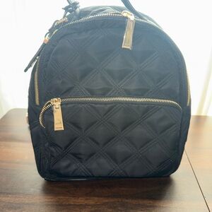 Tommy Hilfiger Black Quilted Backpack with Gold Hardware